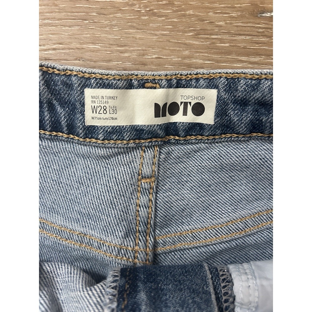 Topshop Moto High Rise Denim Cutoff Shorts Blue Women's Sz 28 - Picture 2 of 4